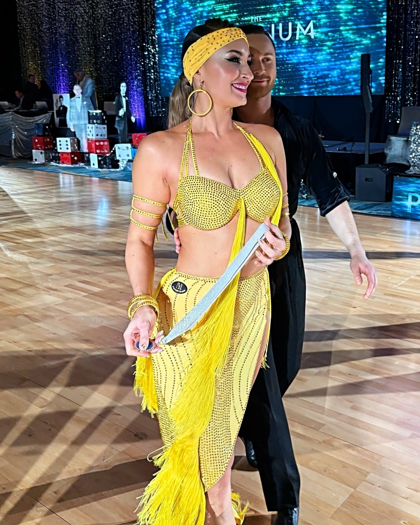 Yellow Latin Ballroom Dress – Swarovski Crystals & Fringe – Custom Fit (Size S/M)